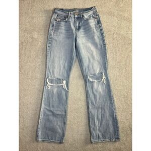 American Eagle Outfitters 90s Bootcut Jeans Distressed Light Wash Womens Size 2